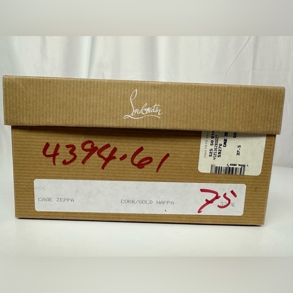 Christian Louboutin Gold Cork Cage Zeppa Platform Strappy Sandal Sz 7.5 - Picture 7 of 8